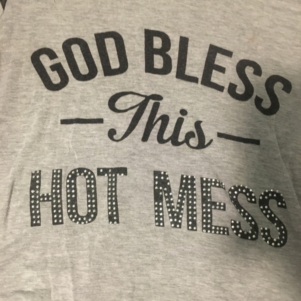 Slogan Print Sequin Tee